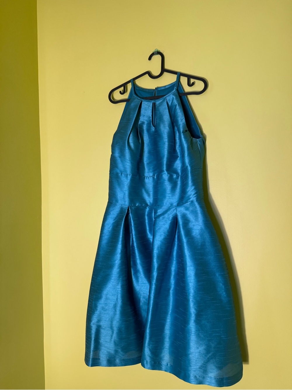 Alfred Sung blue turquoise silk midi dress
